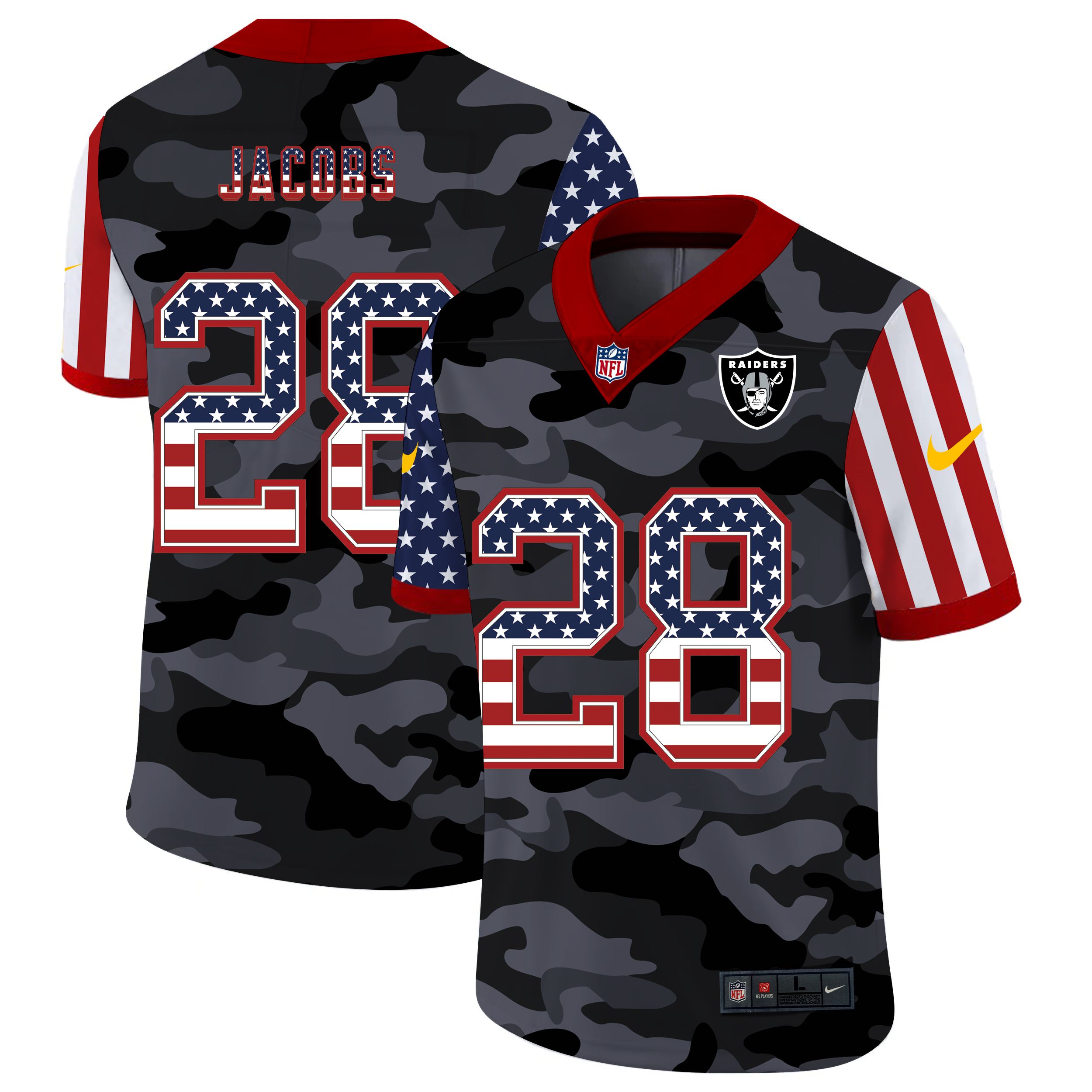Men Oakland Raiders #28 Jacobs 2020 Nike USA Camo Salute to Service Limited NFL Jerseys->oakland raiders->NFL Jersey
